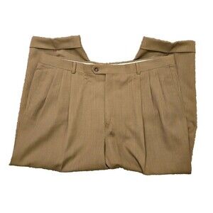 Pronto Uomo Dress Pants Mens Size 42 Brown 100% Wool Slacks 25.5" Inseam